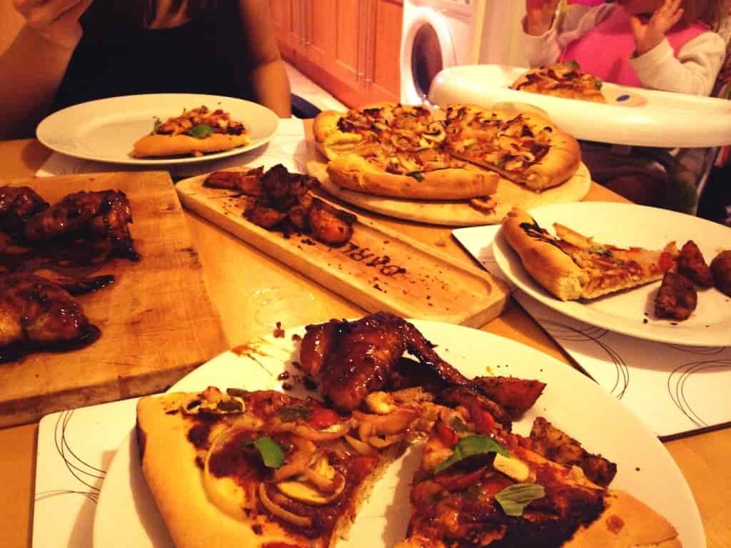 Family eating dinner
