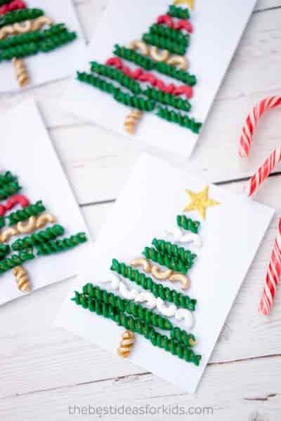 With a bit of macaroni and fusilli (which you've no doubt got in your cupboard), you can make a pasta Christmas tree!