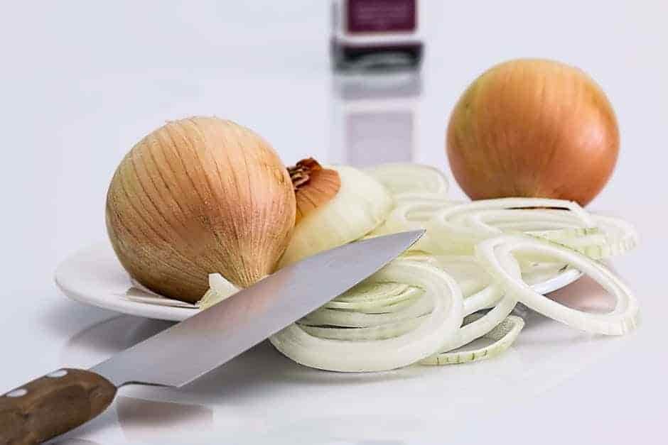 slices of onions ready for a dump bag