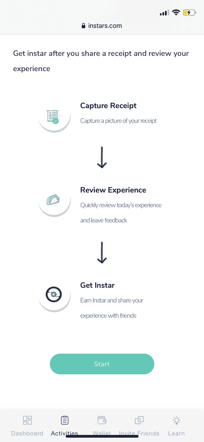 instar earn with receipts
