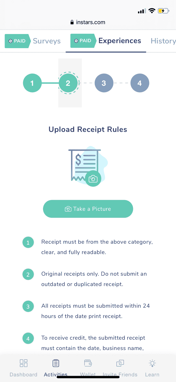 instar earn with receipts
