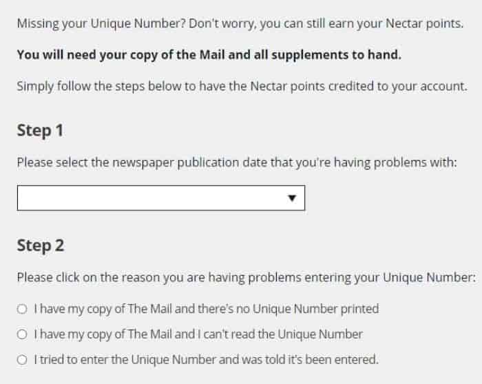 missing unique numbers on back page