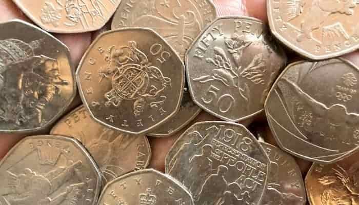 selection of 50p coins