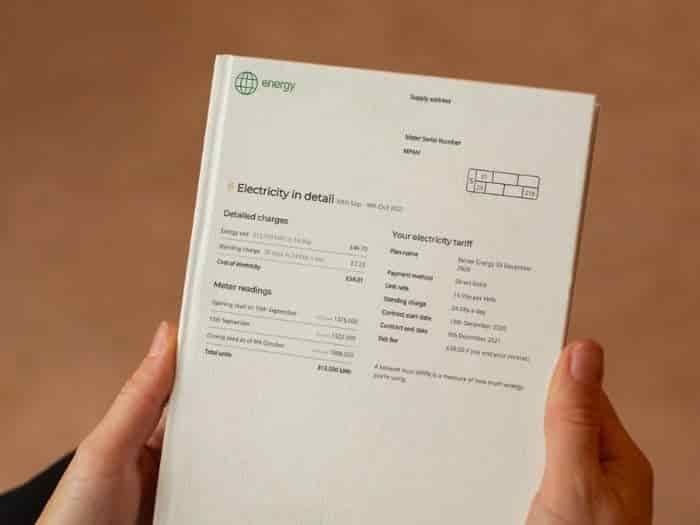 person holding an electric bill