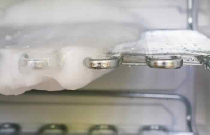 frozen ice inside freezer