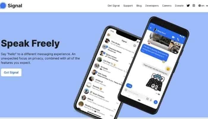 Screenshot of the Signal homepage