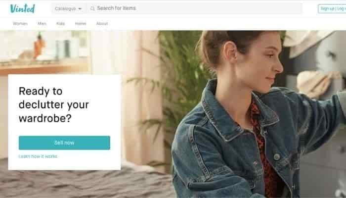Screenshot of the Vinted homepage
