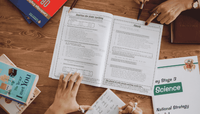 overlay of study and revision books