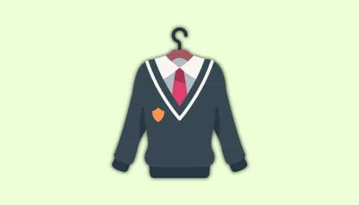 cartoon of a school uniform on a hanger