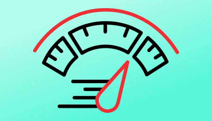 speedometer graphic on a green background