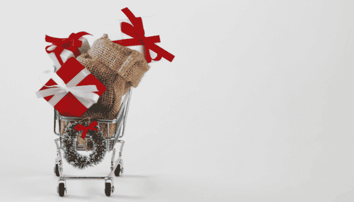 christmas gifts in shopping trolley