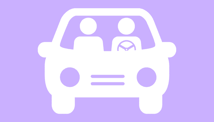 cartoon car with driver and passenger