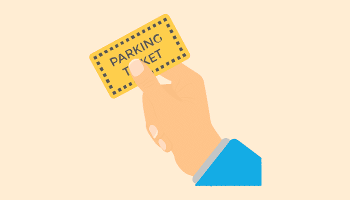 cartoon hand holding a parking ticket