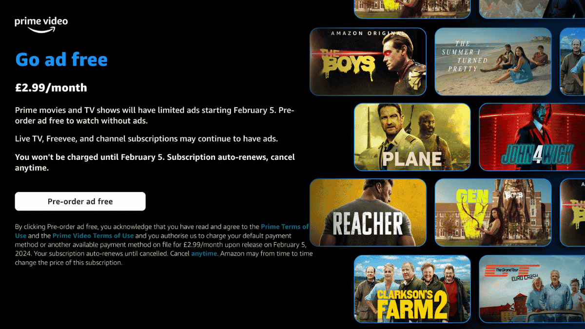 amazon prime ad free option