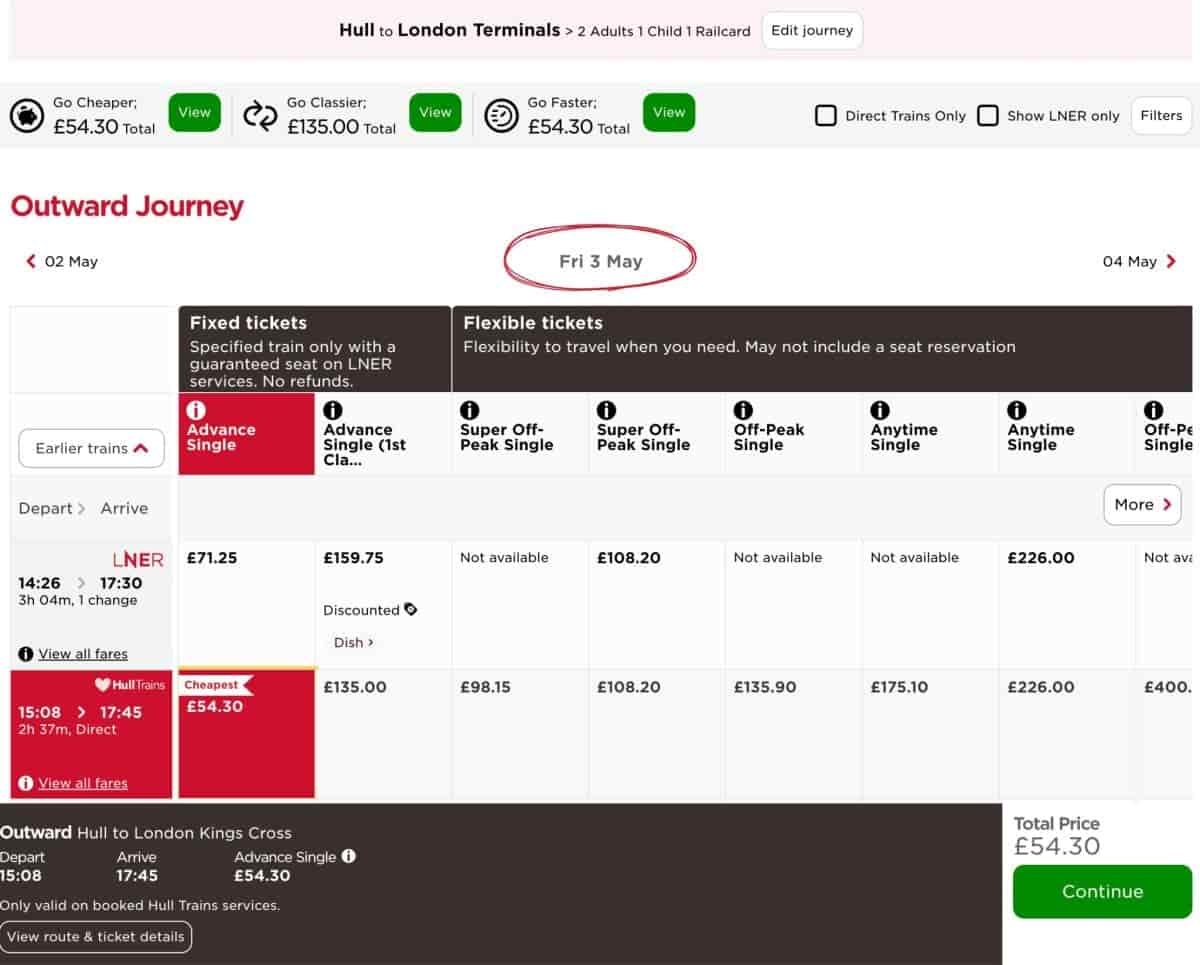 example booking trains week in advance