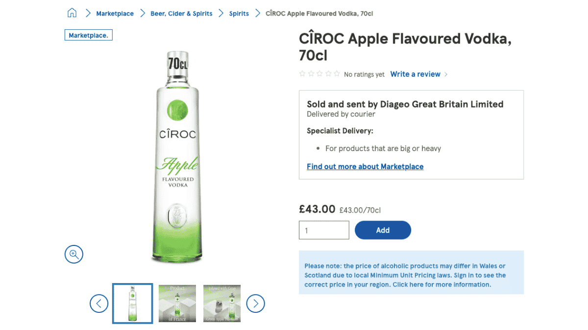 Example of Marketplace pricing