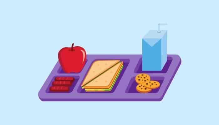 cartoon of a school lunch