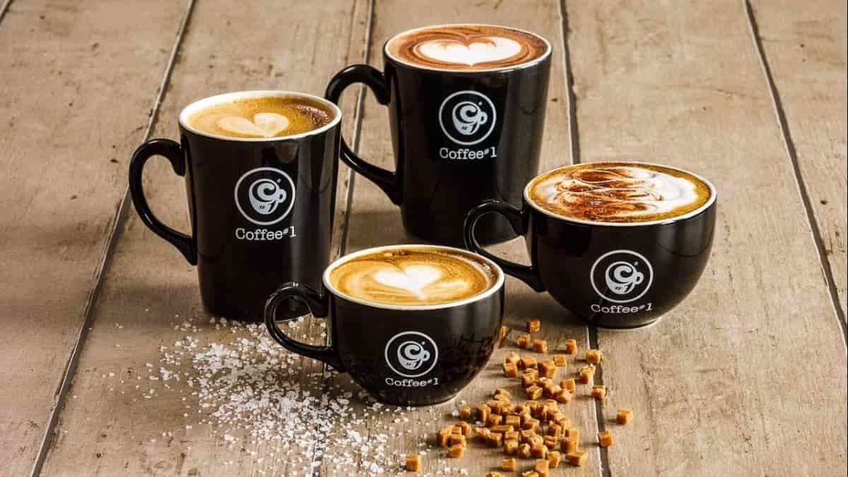 Cups of coffee on a table