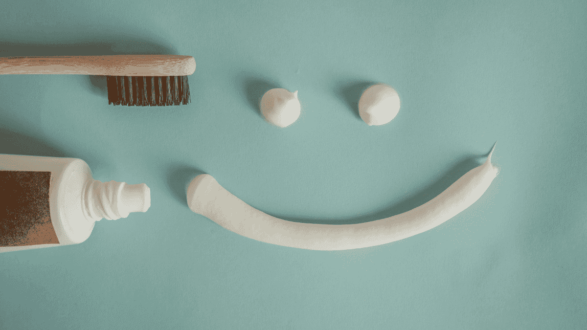 toothpaste in a smile