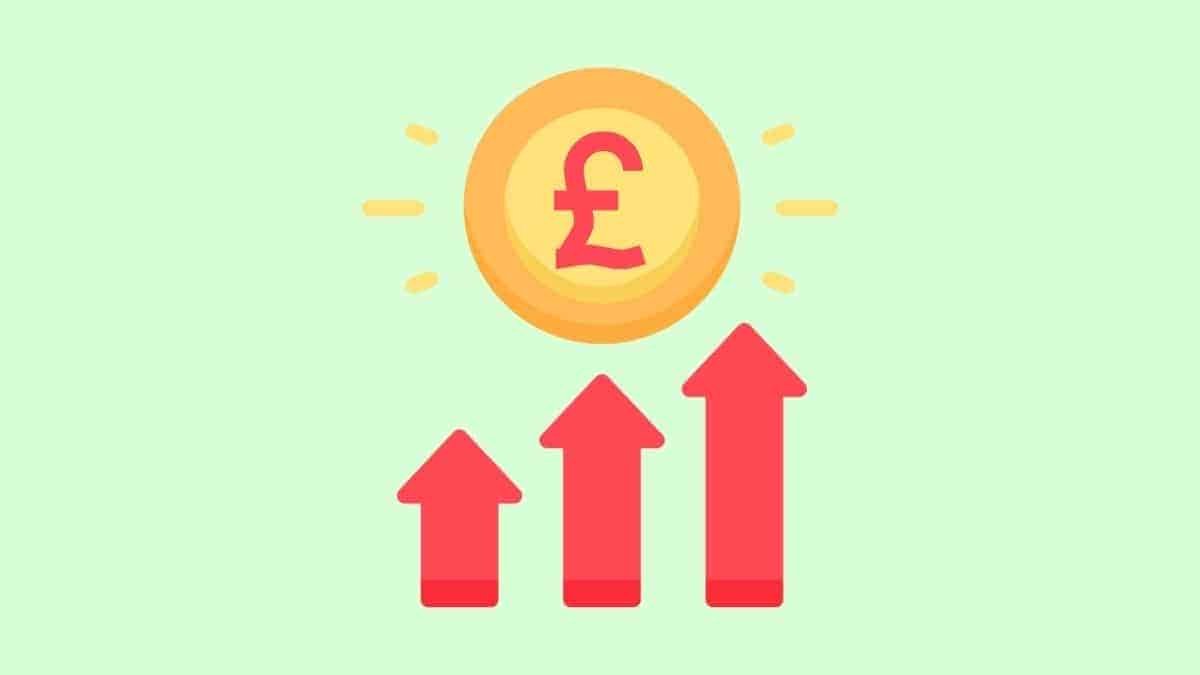 graphic of a pound coin above arrows getting bigger