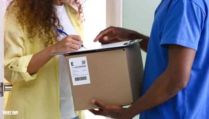 Parcel delivery companies delivering a package to a customer