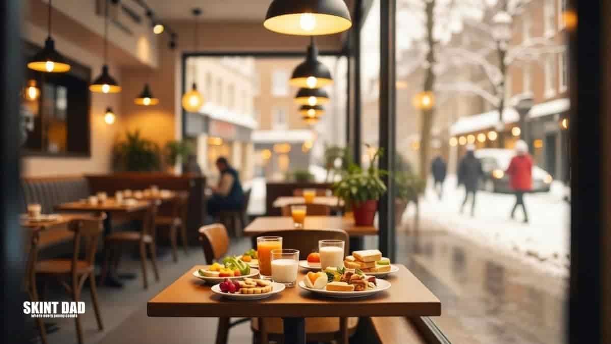Eating out in a UK café during the Christmas school holidays